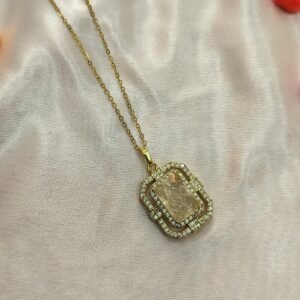 White Stone Pendant Necklace