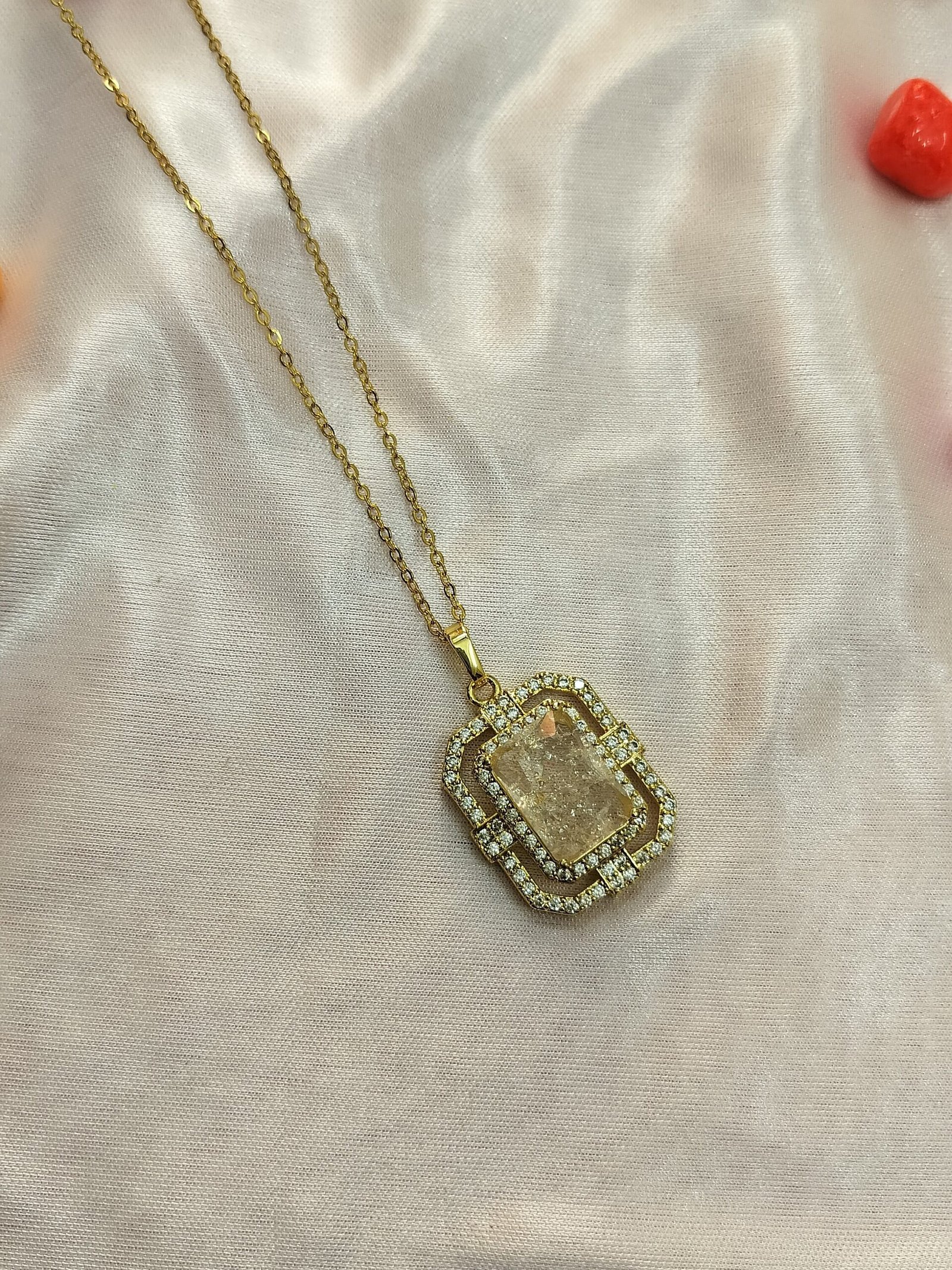 White Stone Pendant Necklace