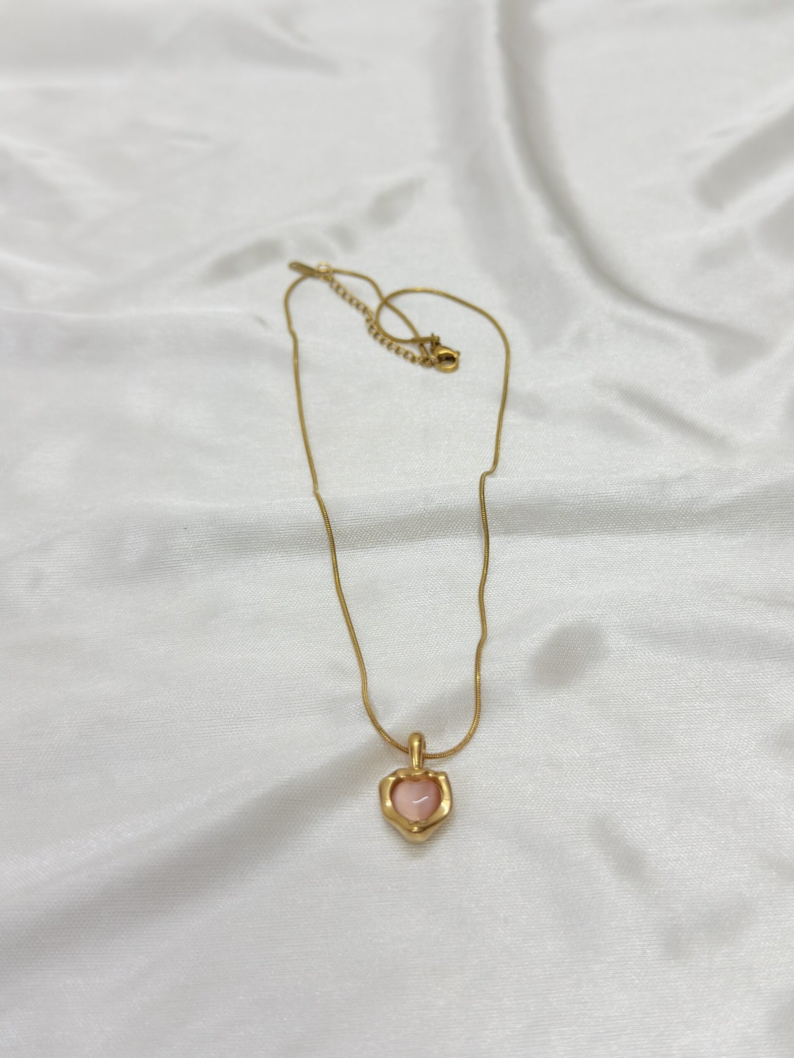 Heart Pink Stone Necklace