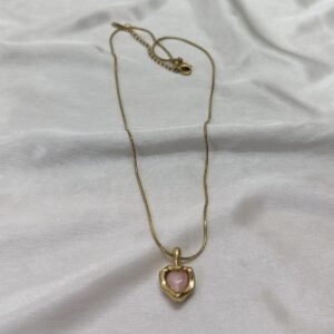 Heart Pink Stone Necklace