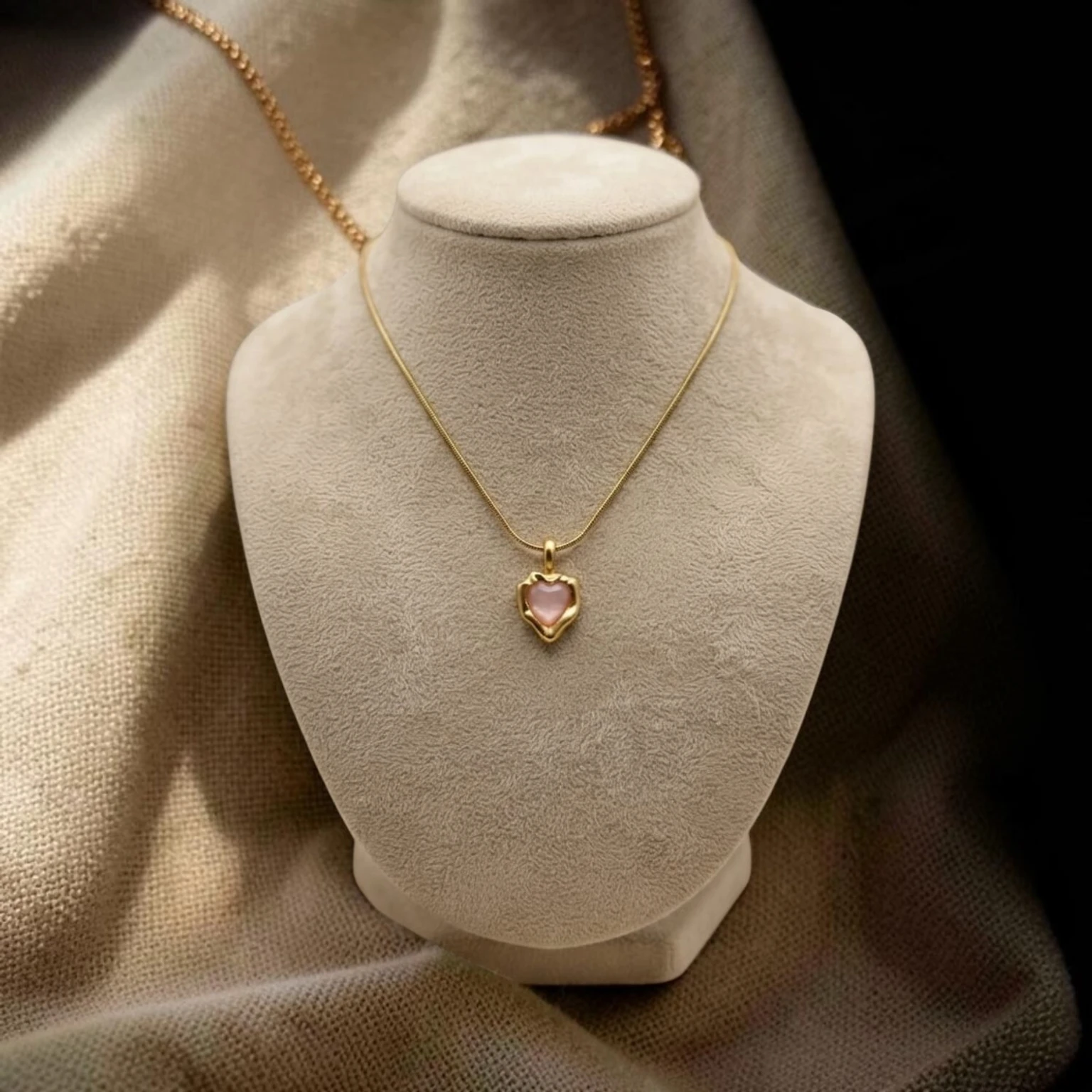 Heart Pink Stone Necklace