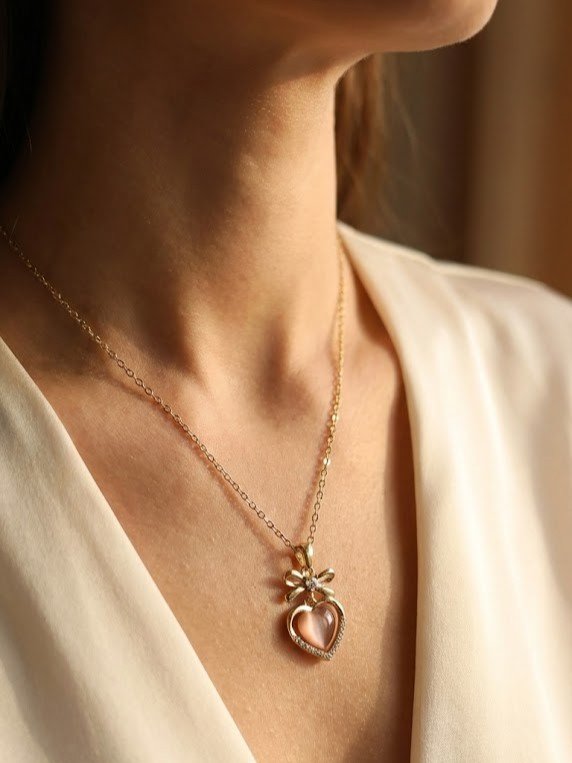 Bow Heart Necklace